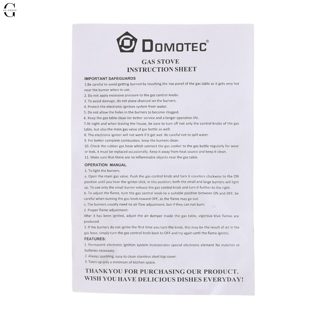 Газовая плита Domotec(Grey) — 3 конфорки, для баллонного газа, без крышки